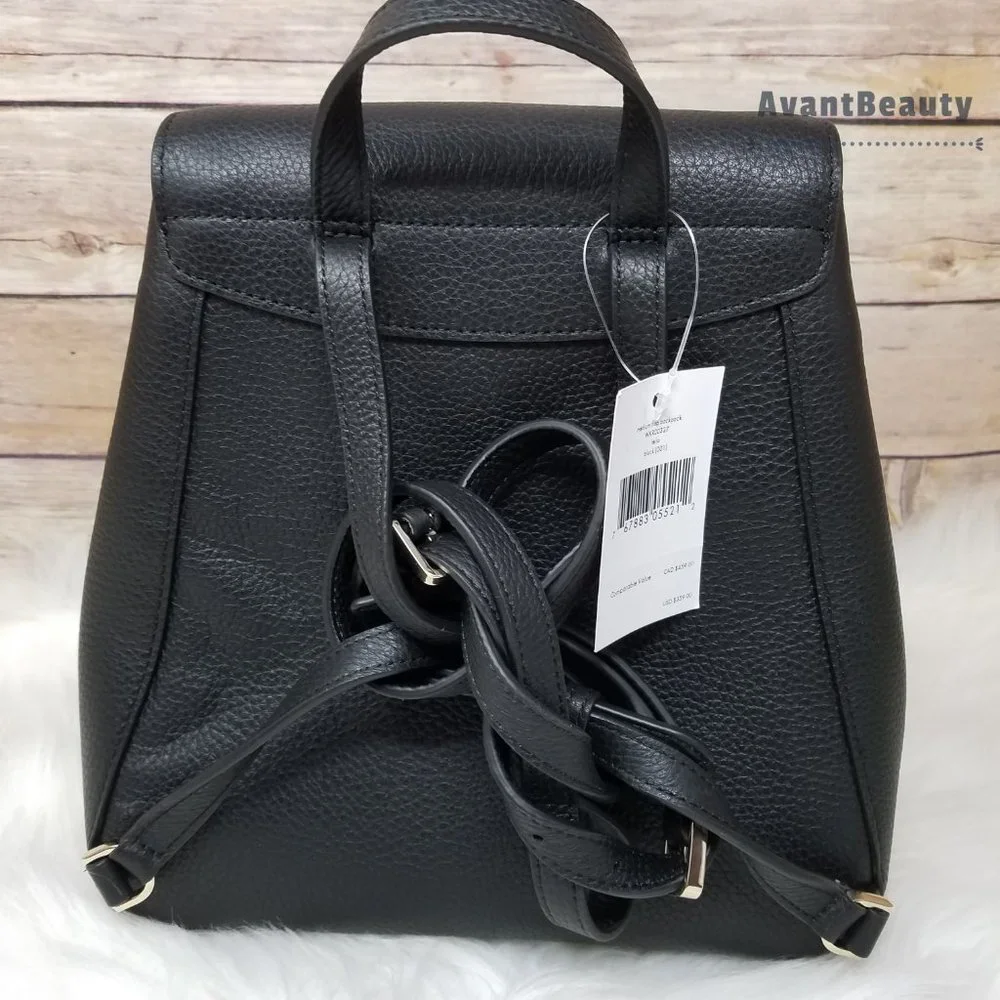 Kate Spade Medium Flap Backpack Leila Black New